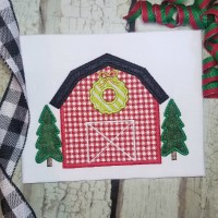 Christmas Barn Machine Applique Design - Satin Stitch 